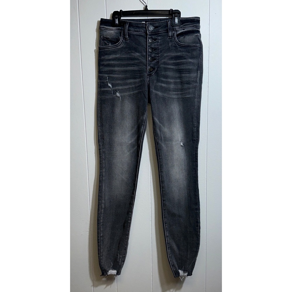 Kut from the Kloth Womens High Rise‎ Button Fly Skinny Jeans Faded Black Size 2
